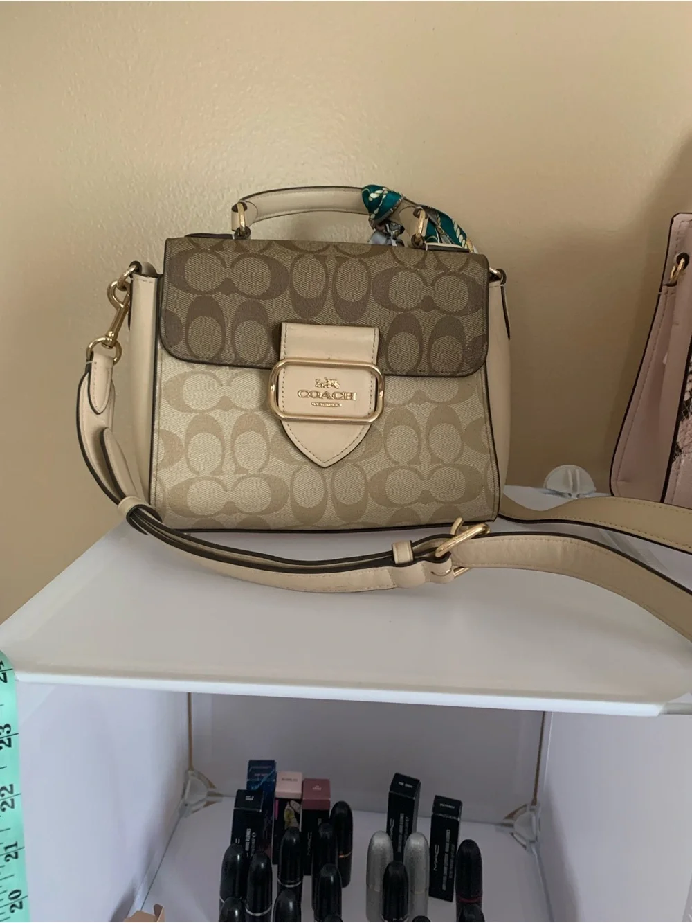 Coach Women's Morgan Top Handle Satchel Colorblock Signature Canvas, Khaki Multi